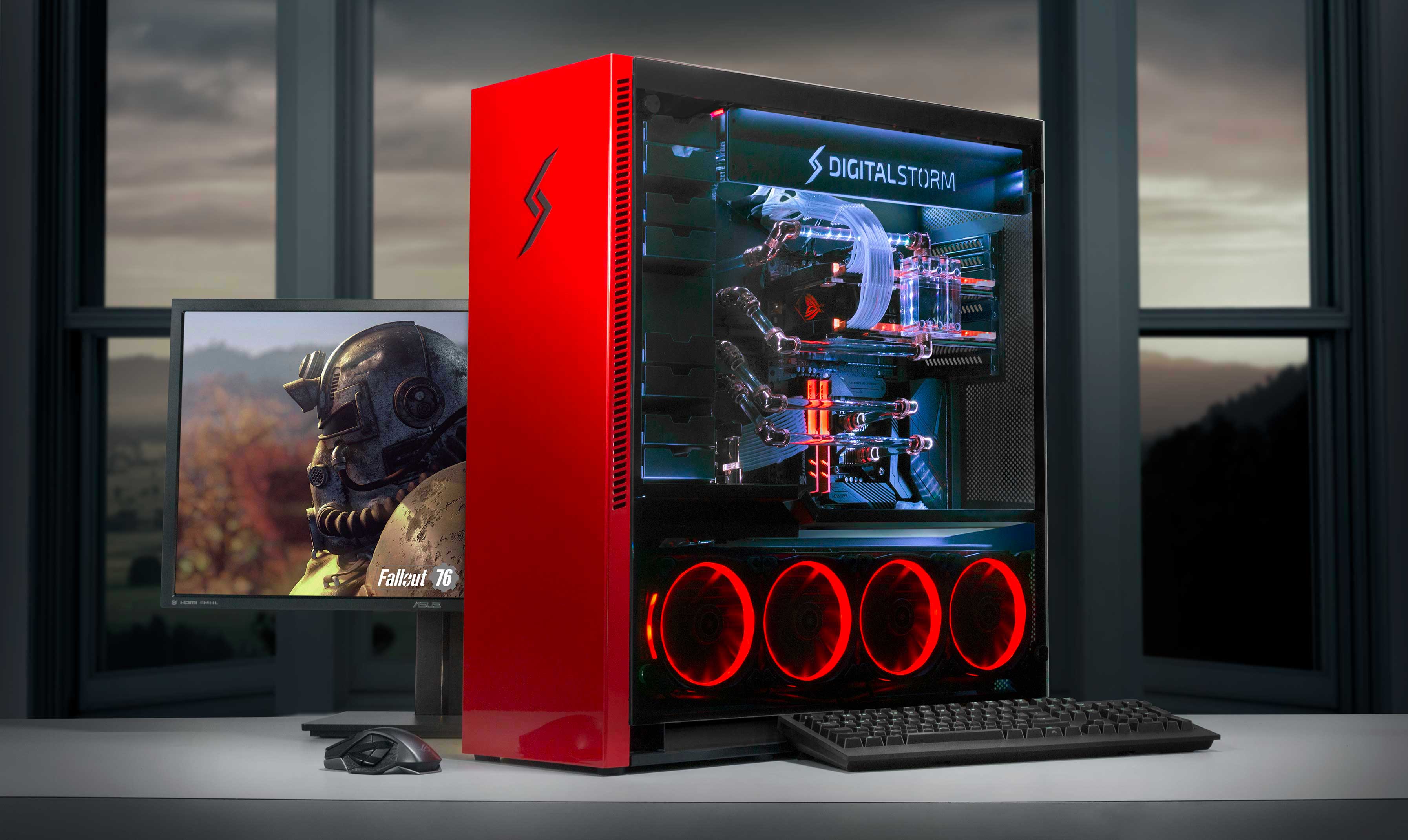 Beautiful red Aventum-X gamer setup