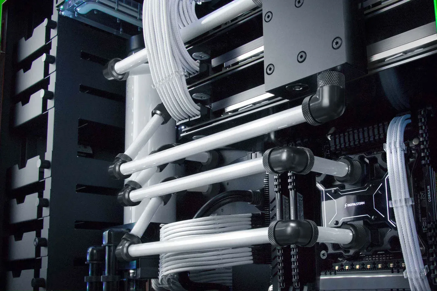 White hardline tubing inside an Aventum X