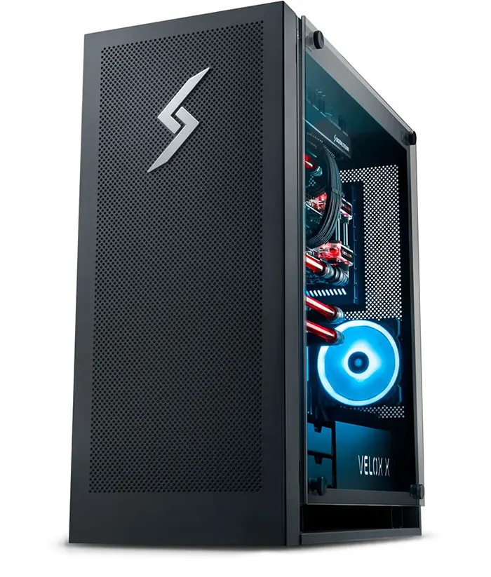 Front facing Velox gaming desktop